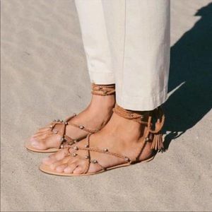 ♥️ Loeffler Randall Bo Embellished Wrap Sandal Deep Blush